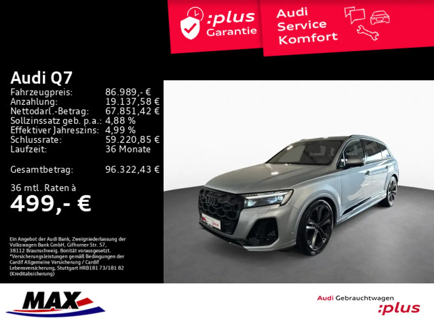 Audi Q7 50 TDI QUATTRO S LINE 7-SITZER MATRIX+AHK+PAN Silber - 1