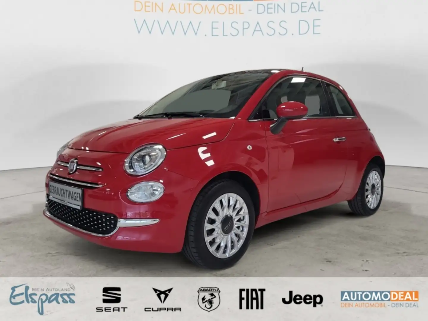 Fiat 500 Lounge PANODACH TEMPOMAT APPLE/ANDROID ALU PDC BLU Rot - 1