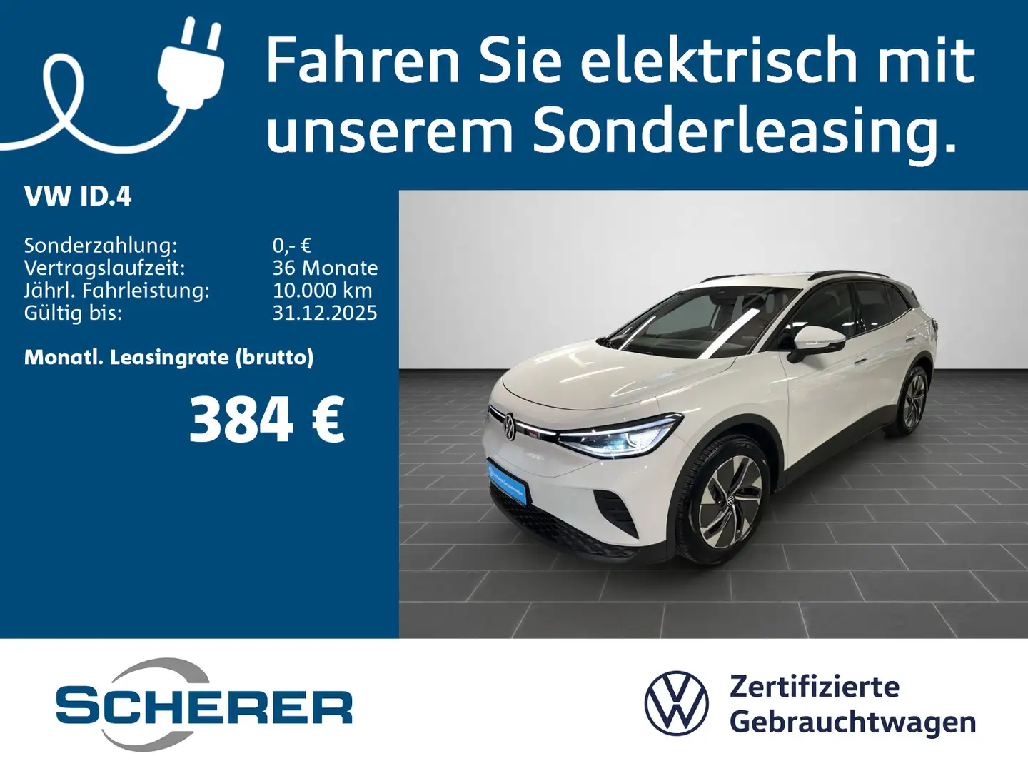 Volkswagen ID.4 Pure 52 kWh, Wärmep., Navi, Sitzh., IQLight Weiß - 1