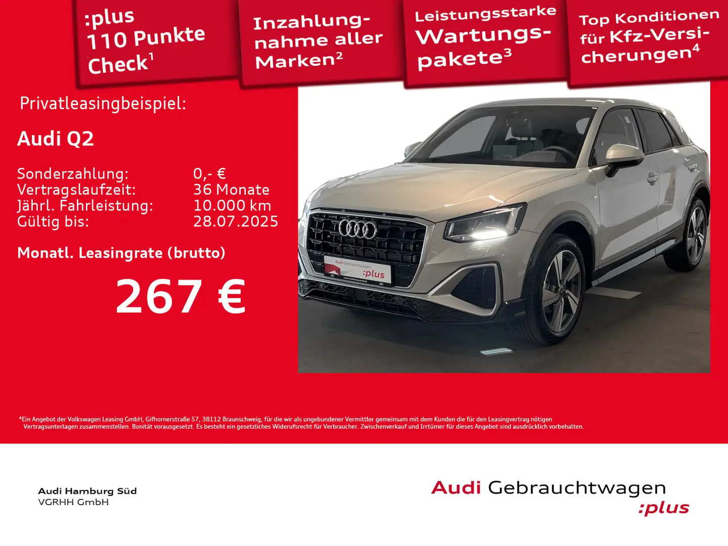 Audi Q2 35 TFSI S line S tronic 2xS LINE/LM18/AHK Silber - 1