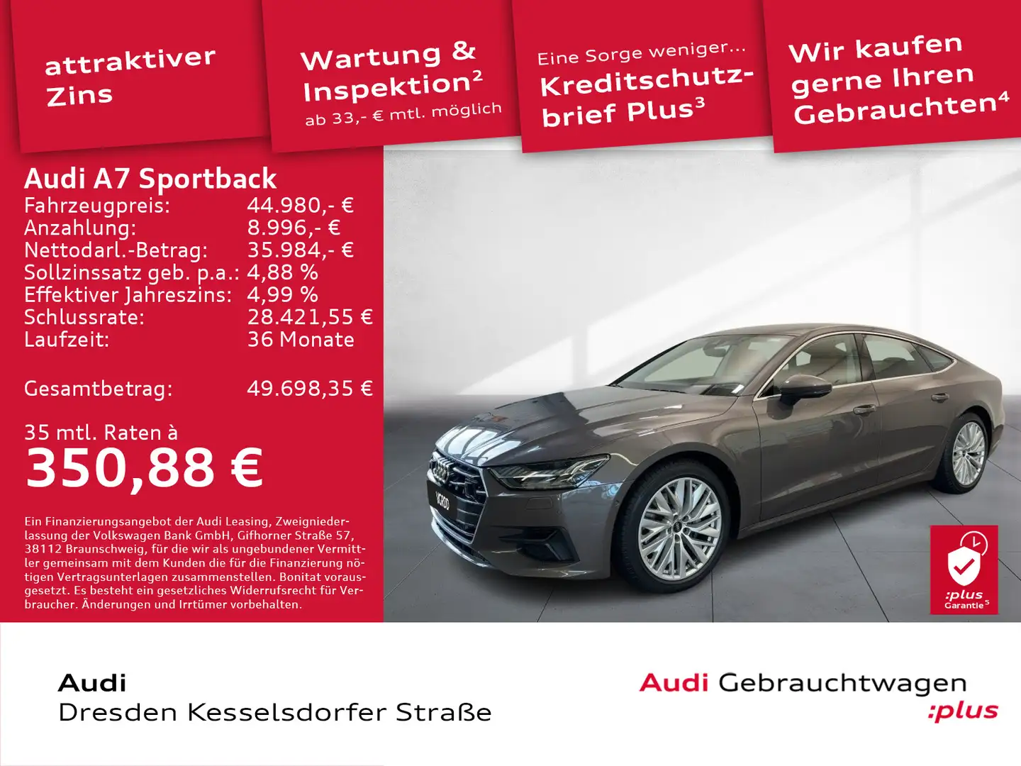 Audi A7 50 TDI Q. Kamera AHZV LED Navi HUD Brun - 1