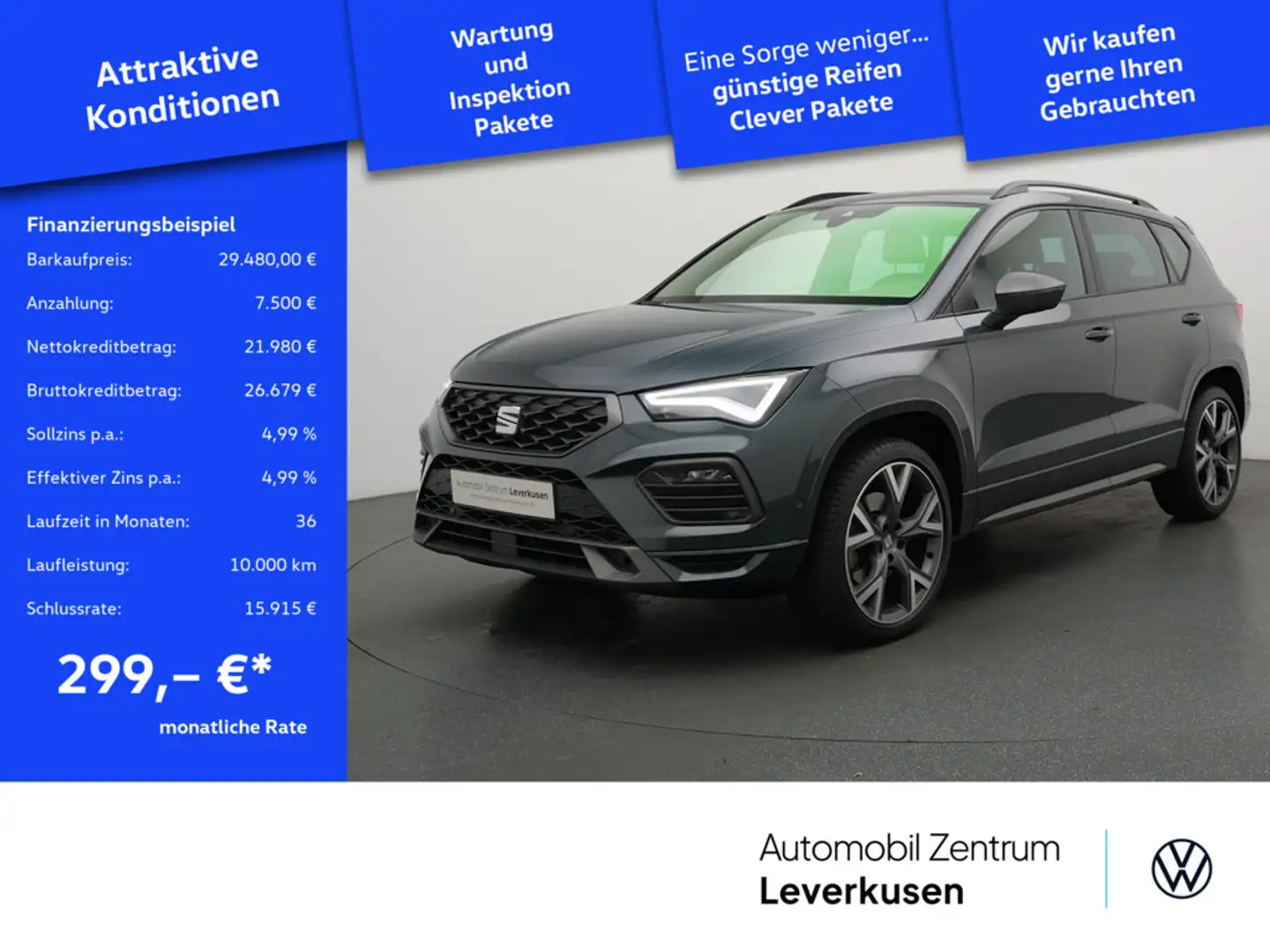 SEAT Ateca FR DSG PDC SHZ KAMERA NAVI AHK ACC LED Grün - 1