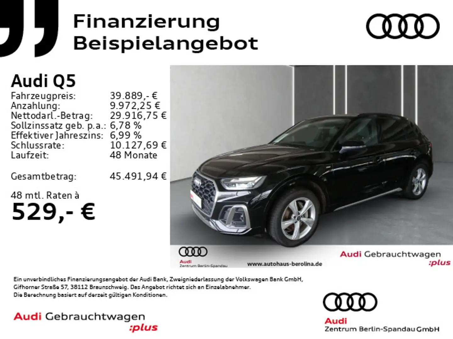 Audi Q5 50 TFSI e qu. S line S tronic *PANO*R-CAM* Schwarz - 1