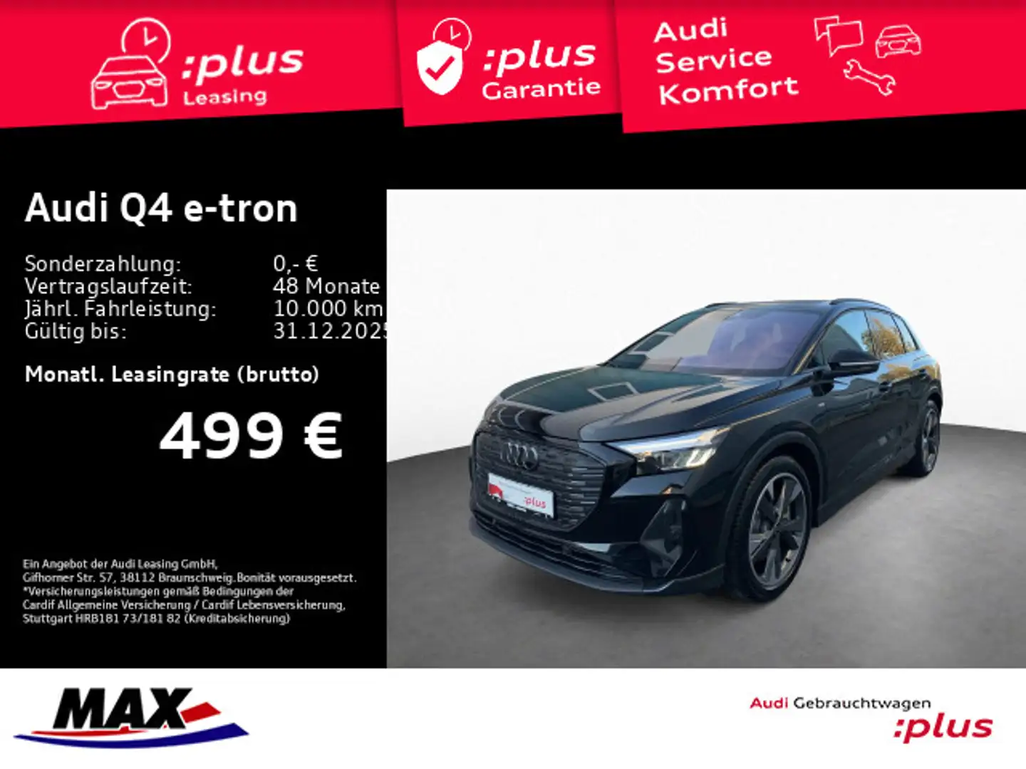 Audi Q4 e-tron 45 QUATTRO S LINE AHK+KAMERA+AR HUD+WP Schwarz - 1