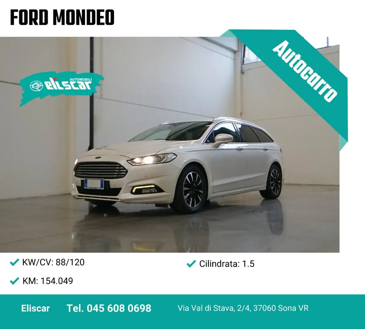 Ford Mondeo 1.5 TDCi 120 CV VAN Station Wagon Autocarro Weiß - 1