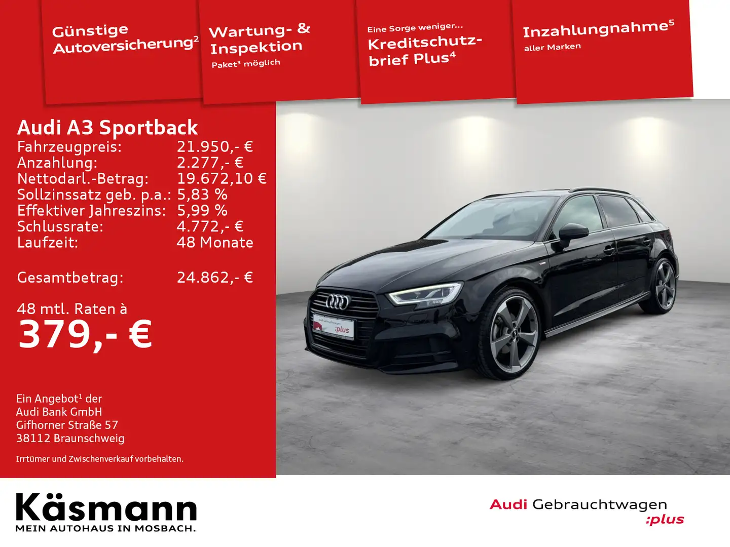 Audi A3 sport 1.5TFSI 2x S line NAV VIRT Schwarz - 1