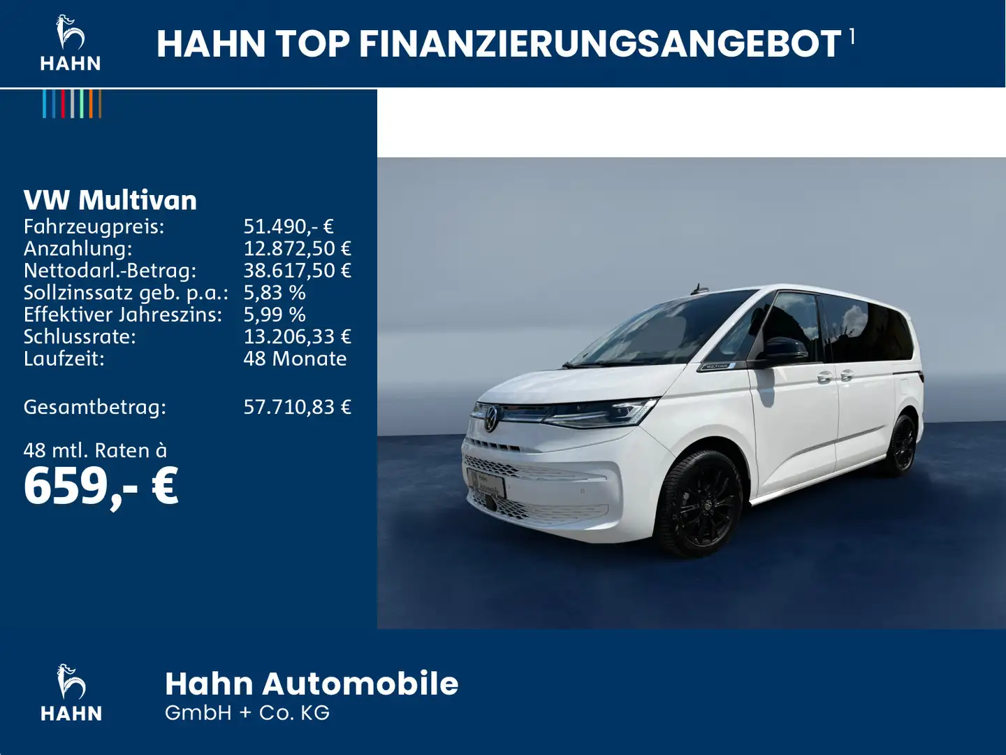 Volkswagen T7 Multivan T7 Multivan 2.0TDI Life Pano AHK CAM LED ACC STH Weiß - 2
