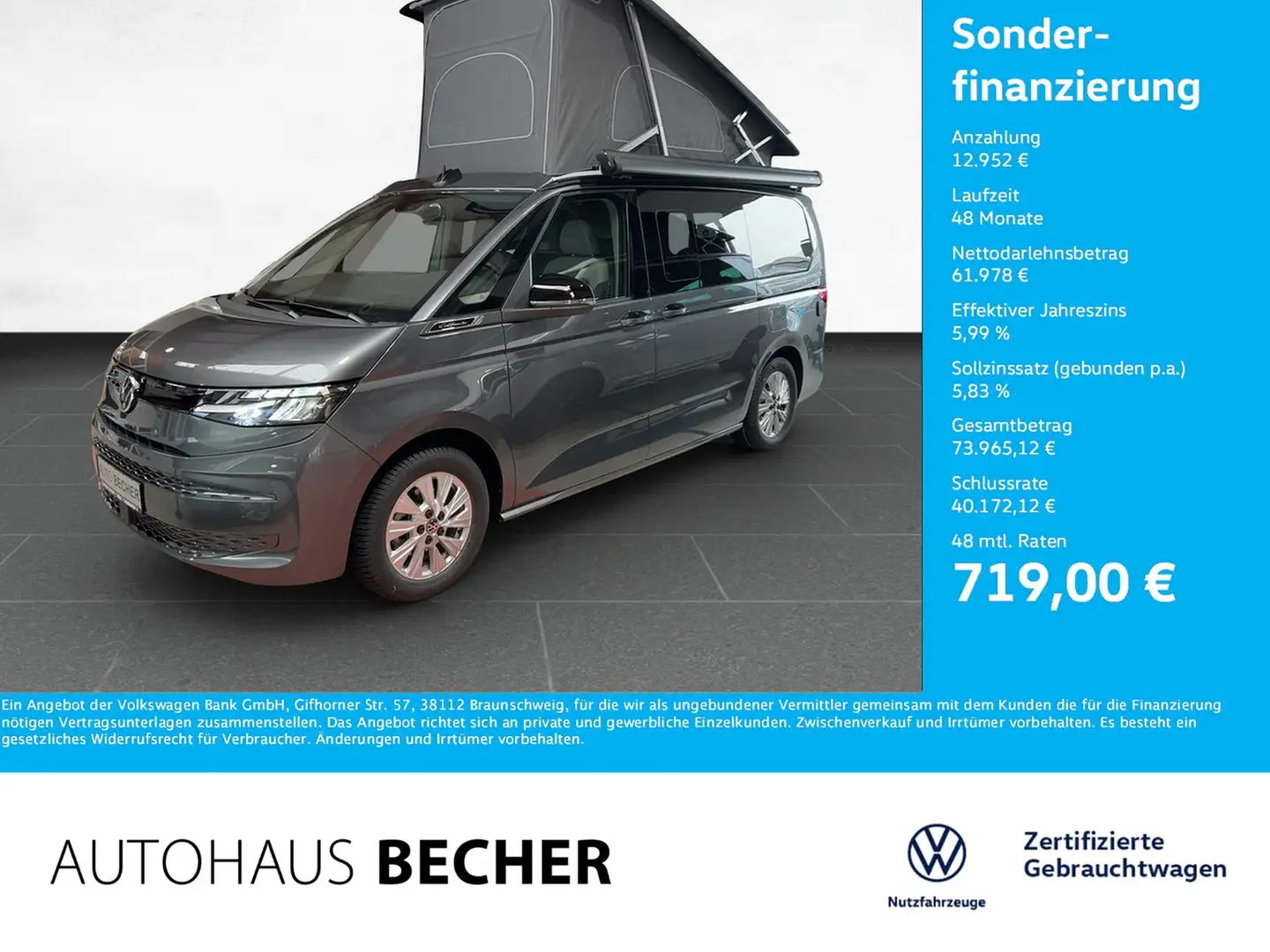 Volkswagen T7 California Beach Tour 2.0 TDI DSG /AHK/Standhz Gris - 1