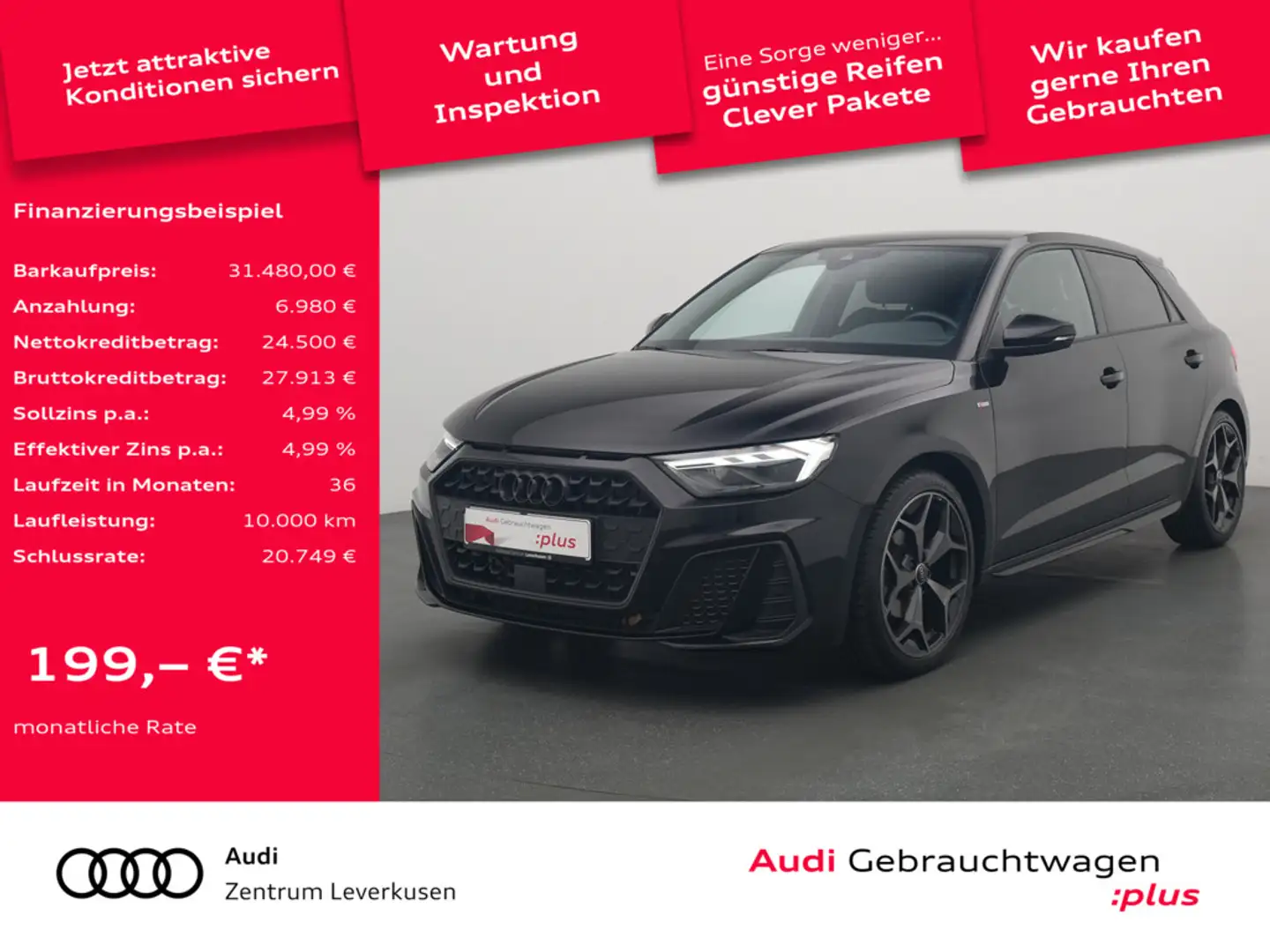 Audi A1 Sportback S line ACC AHK NAVI KAM SHZ PDC Schwarz - 1