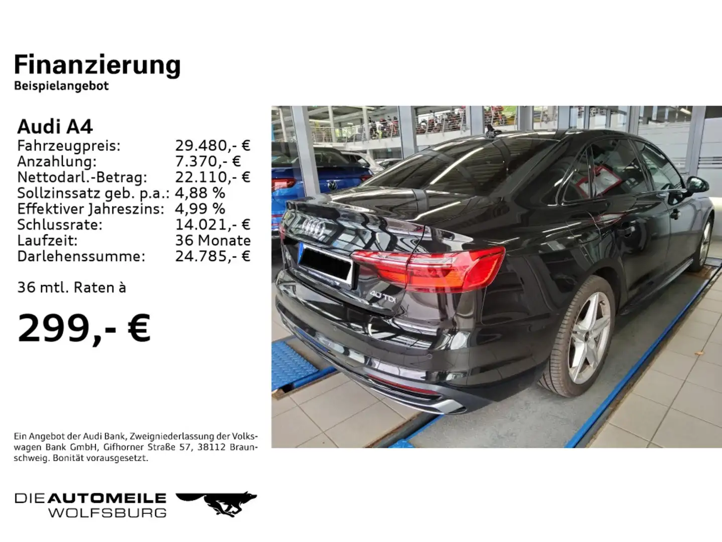 Audi A4 40 TDI S-tronic advanced LED/Navi/Rückfahrkam Schwarz - 2