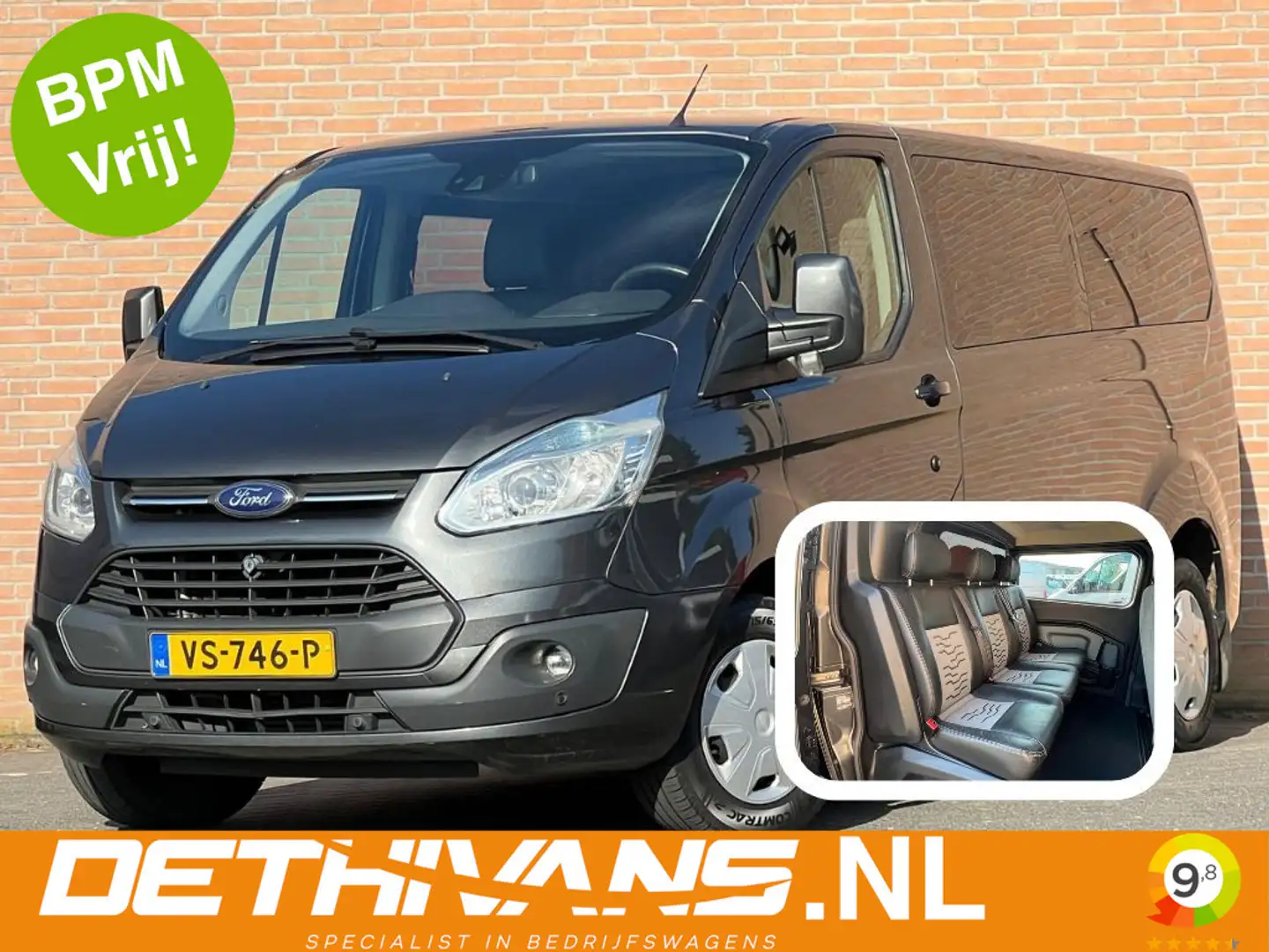 Ford Transit Custom 2.2TDCI 155PK Lang Dubbelcabine Limited Grijs - 1
