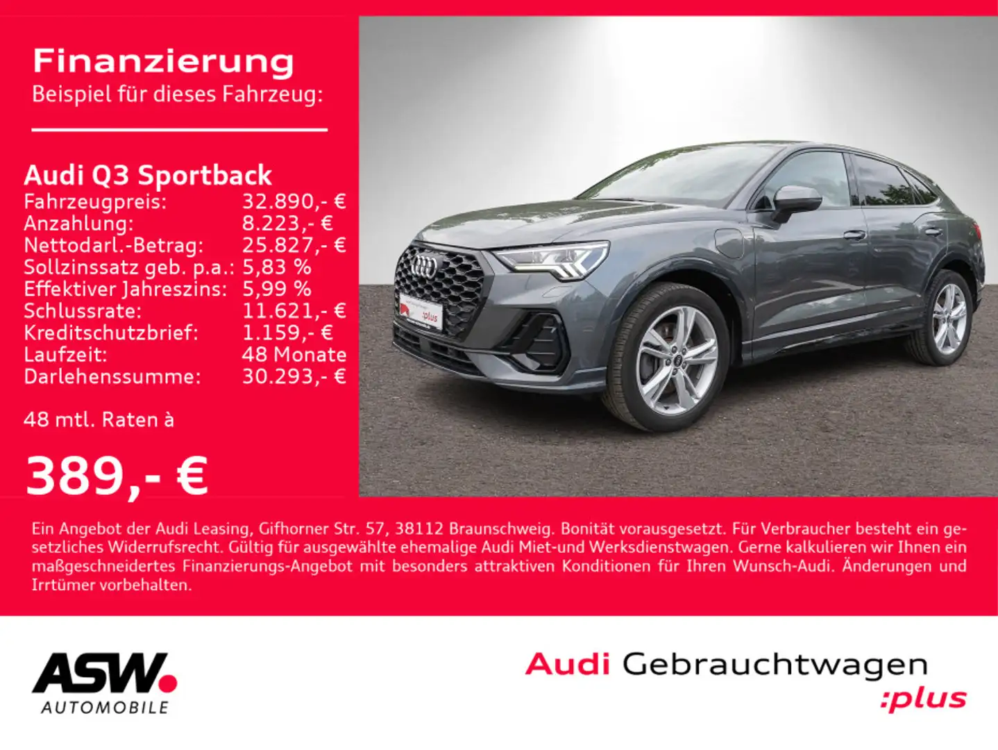Audi Q3 S line 45TFSI e Navi Matrix ACC VC Gris - 1