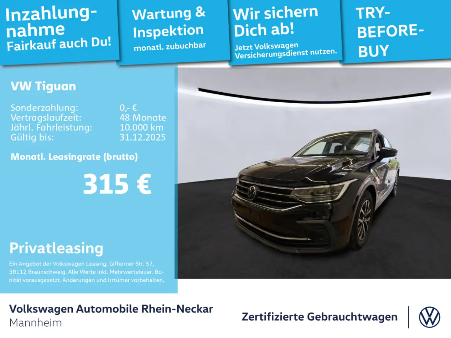 Volkswagen Tiguan 1.5 TSI Life DSG Navi PDC LED uvm Schwarz - 1