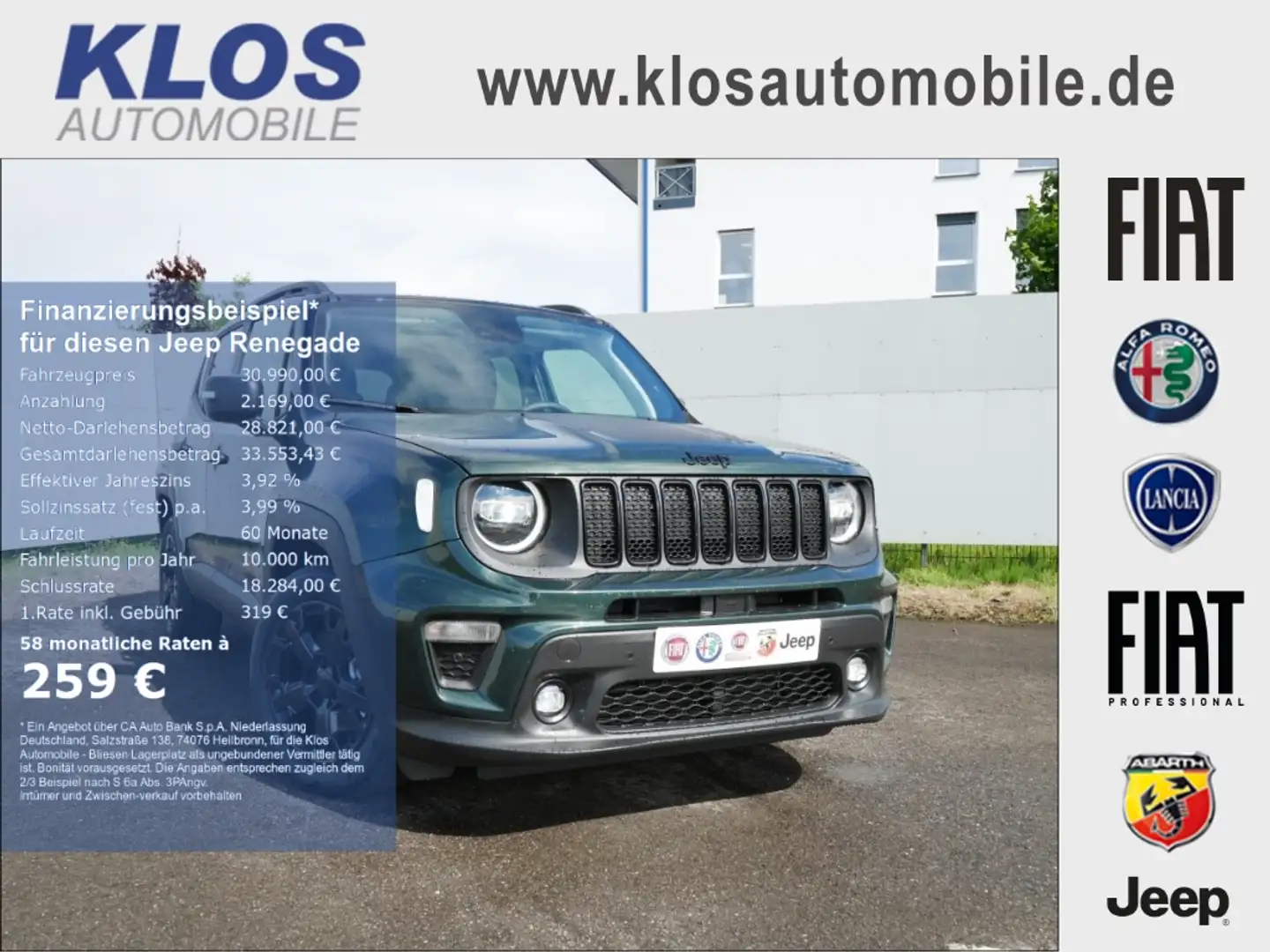 Jeep Renegade NORTH STAR e-HYBRID 1.5 GSE T4 48V 130PS DCT 4x2 S Grün - 1