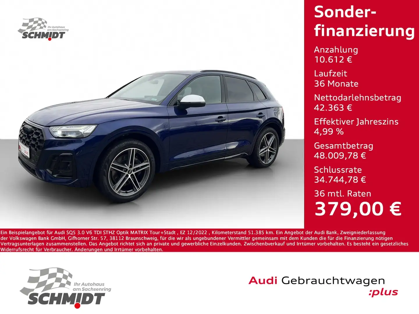 Audi SQ5 3.0 V6 TDI STHZ Optik MATRIX Tour+Stadt Blau - 1