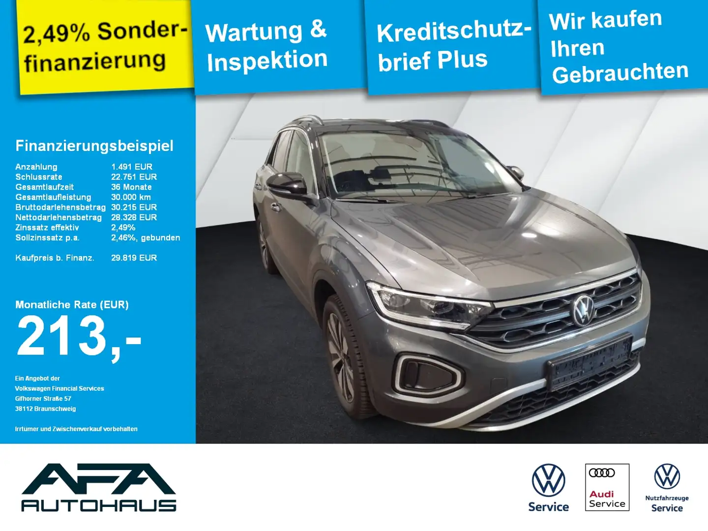 Volkswagen T-Roc 2.0 TDI GOAL DSG AHK*LED*Navi*ACC*RFK Grijs - 1