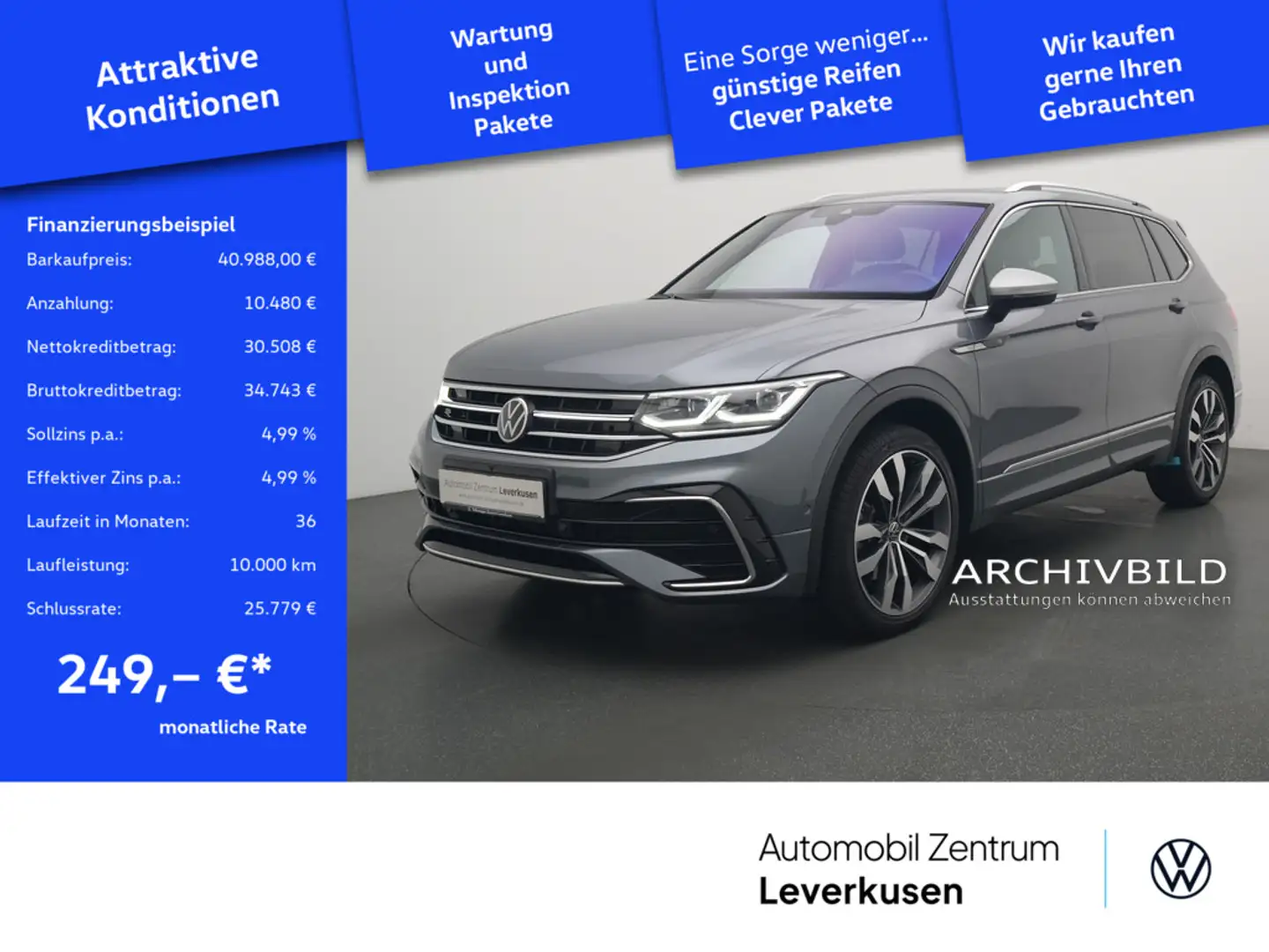 Volkswagen Tiguan Allspace R-Line 4Motion PANO LEDER AHK Grau - 1