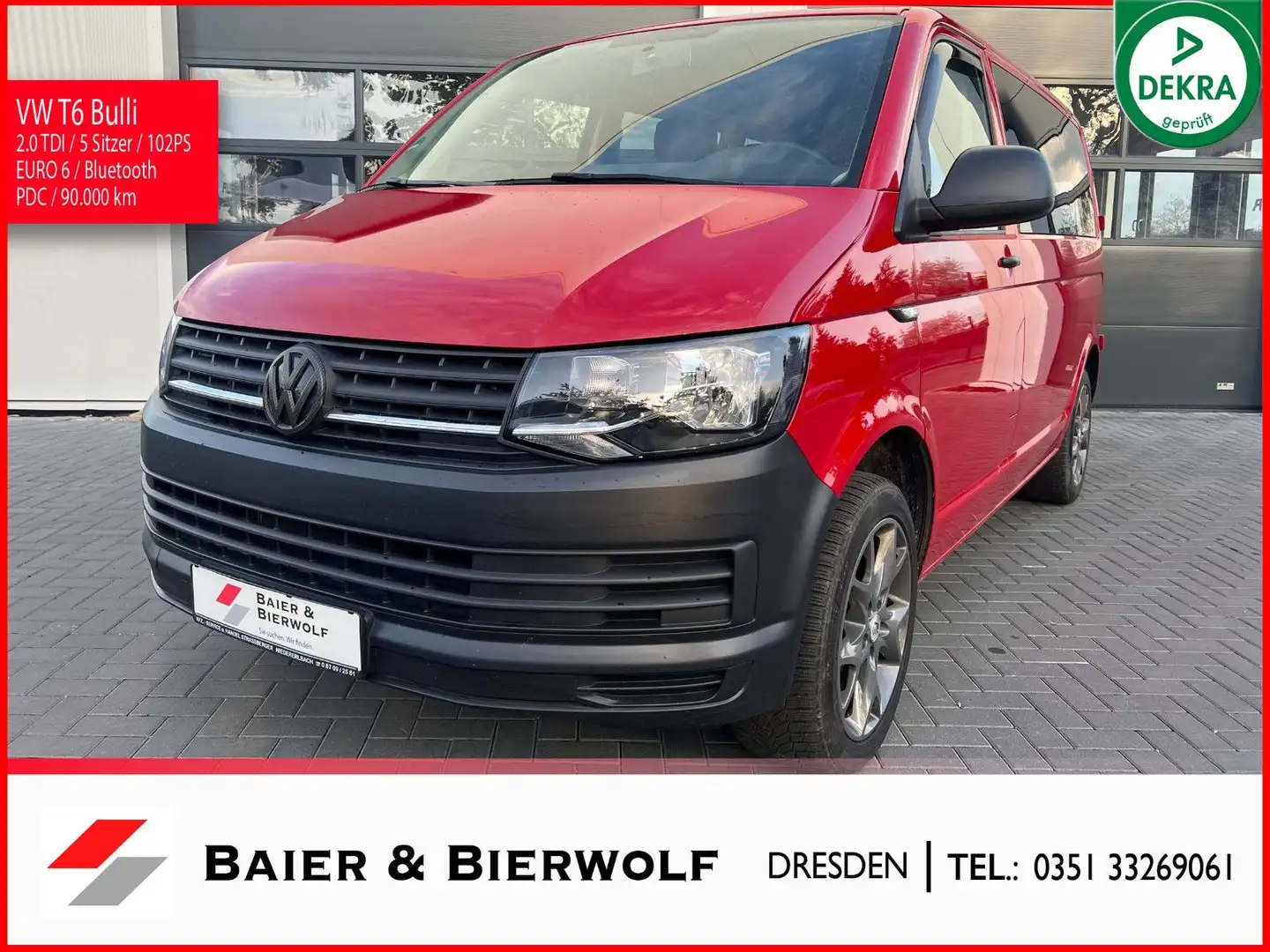 Volkswagen T6 Transporter Mixto 5 Sitzer Klima AHK Czerwony - 1