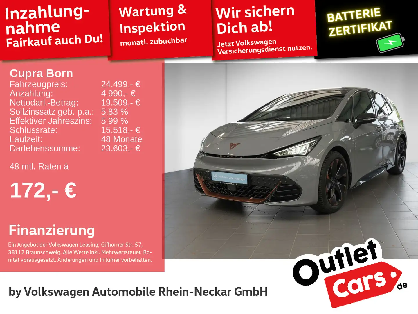 CUPRA Born 150kW Climatronic PDC LED uvm Šedá - 1
