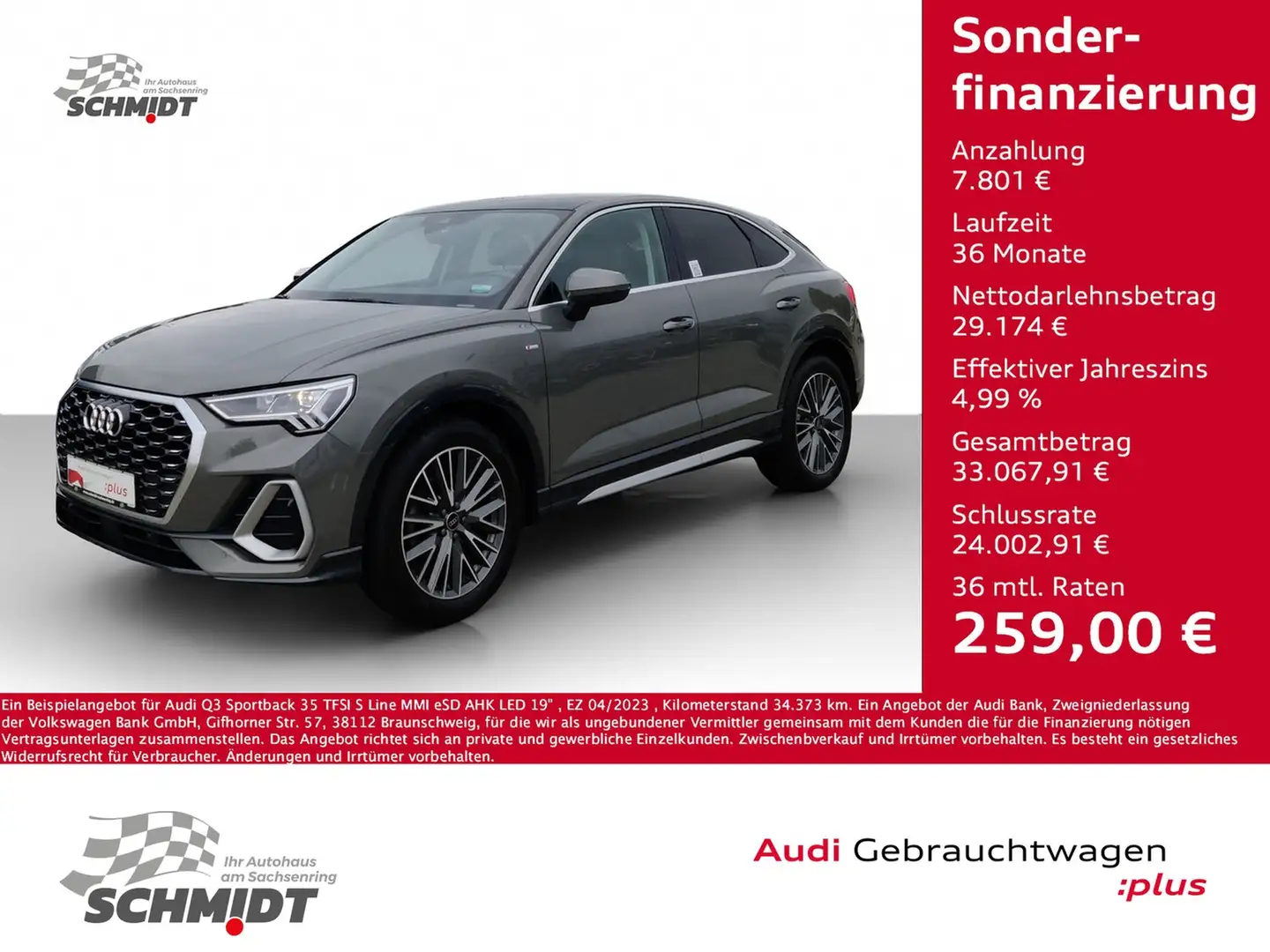 Audi Q3 Sportback 35 TFSI S Line MMI eSD AHK LED 19" Grau - 1
