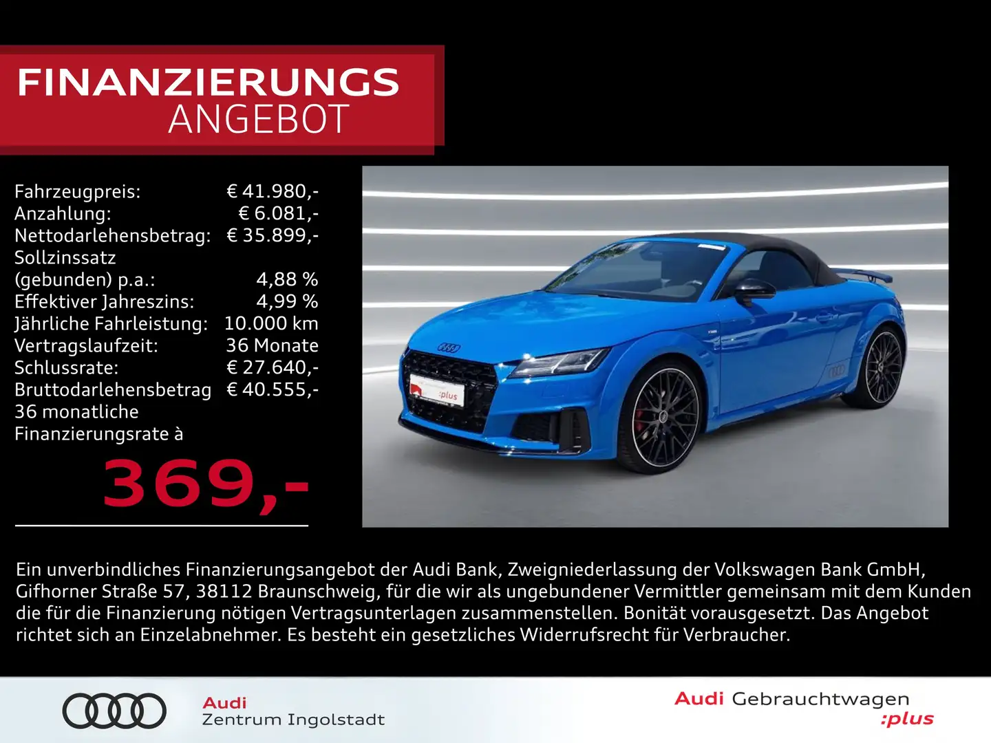 Audi TT Roadster 40 TFSI S line comp+ LED S-Sitze 20" Blauw - 1