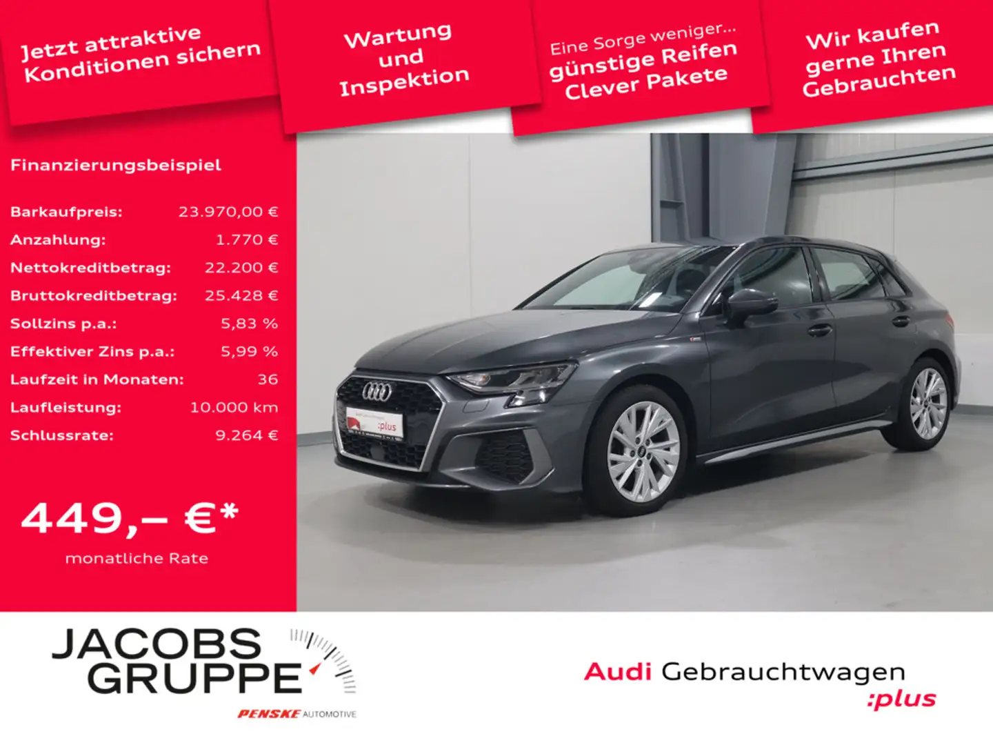 Audi A3 Sportback 35 TDI S line Navi*VC*PDC * Grau - 1