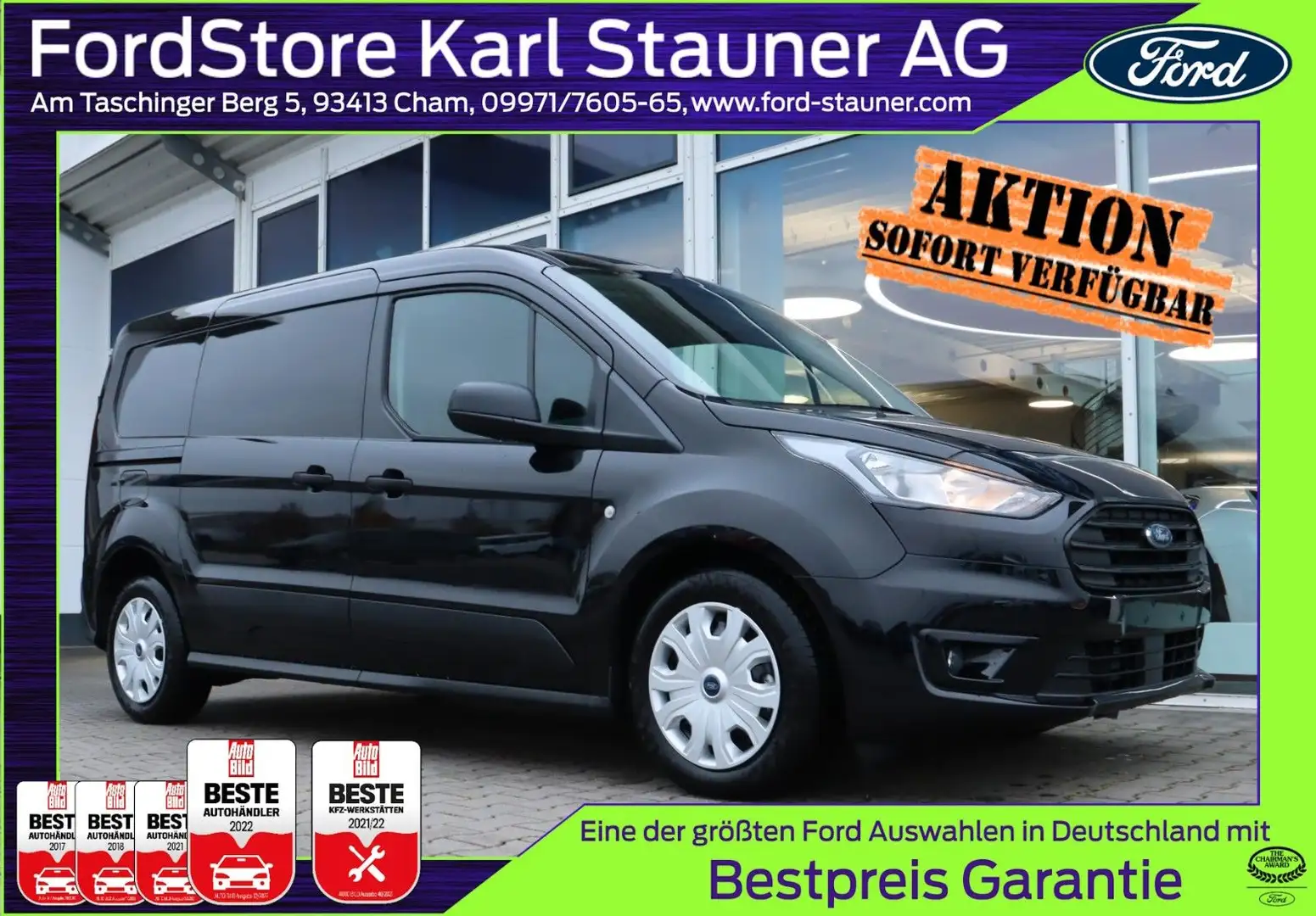 Ford Transit Connect Kasten 2-Sitze 230/L2 AUTOM. AHK Fekete - 1