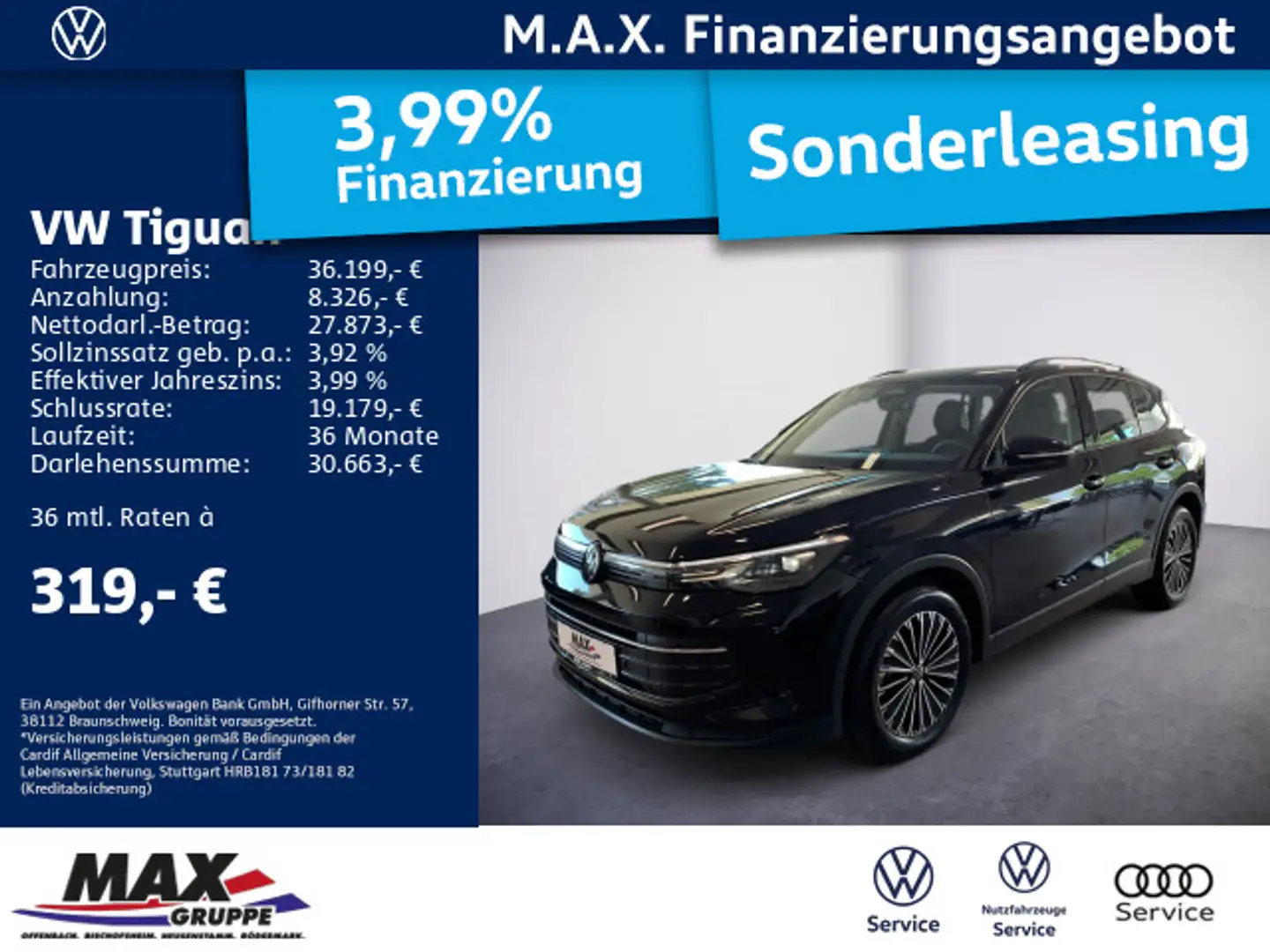 Volkswagen Tiguan 2.0 TDI LIFE LED+KAMERA+AHK+NAVI+DCP+APP+ Zwart - 1