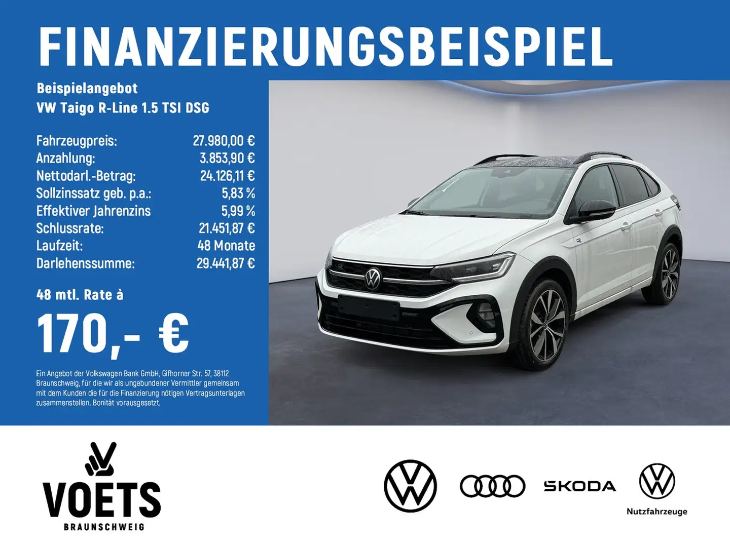 Volkswagen Taigo R-Line 1.5 TSI DSG MATRIX-LED+RearView+ACC Blanc - 2