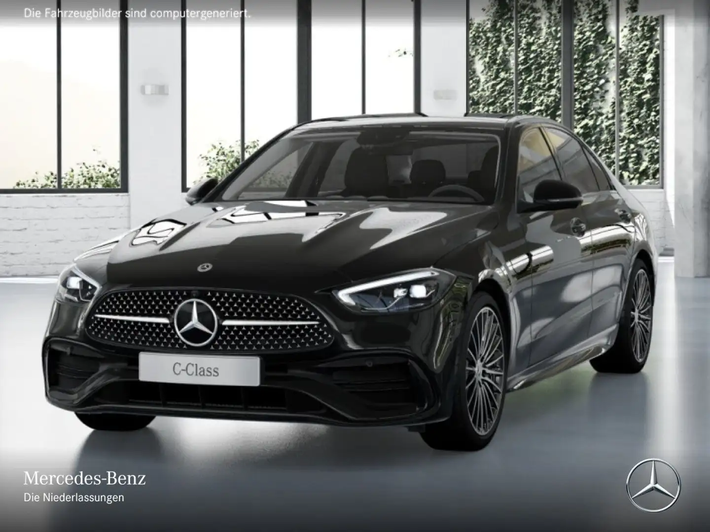 Mercedes-Benz C 180 AMG+NIGHT+PANO+360+LED+TOTW+KEYLESS+9G Schwarz - 2