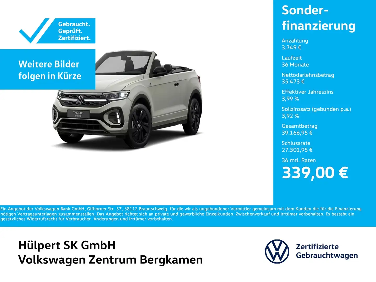 Volkswagen T-Roc Cabriolet 1.5 R-LINE EDITION KARMANN LEDER AHK ... Grau - 1