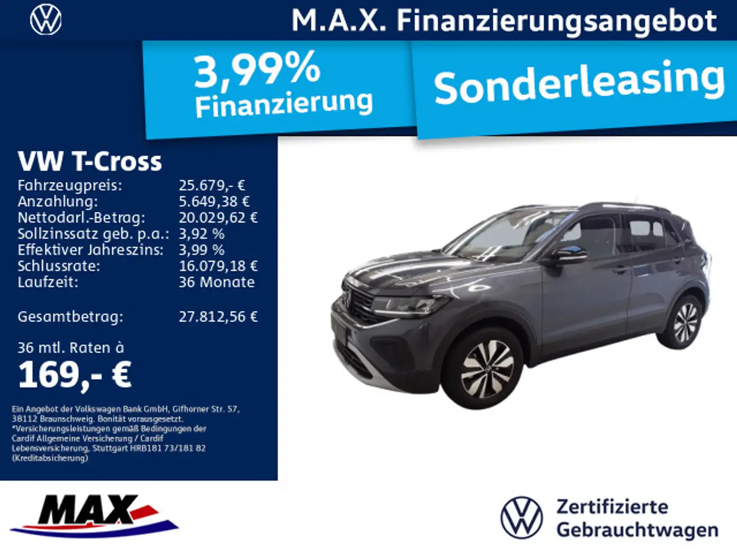 Volkswagen T-Cross 1.0 TSI GOAL DSG LED+NAVI+ACC+KAMERA+ALU Grau - 1