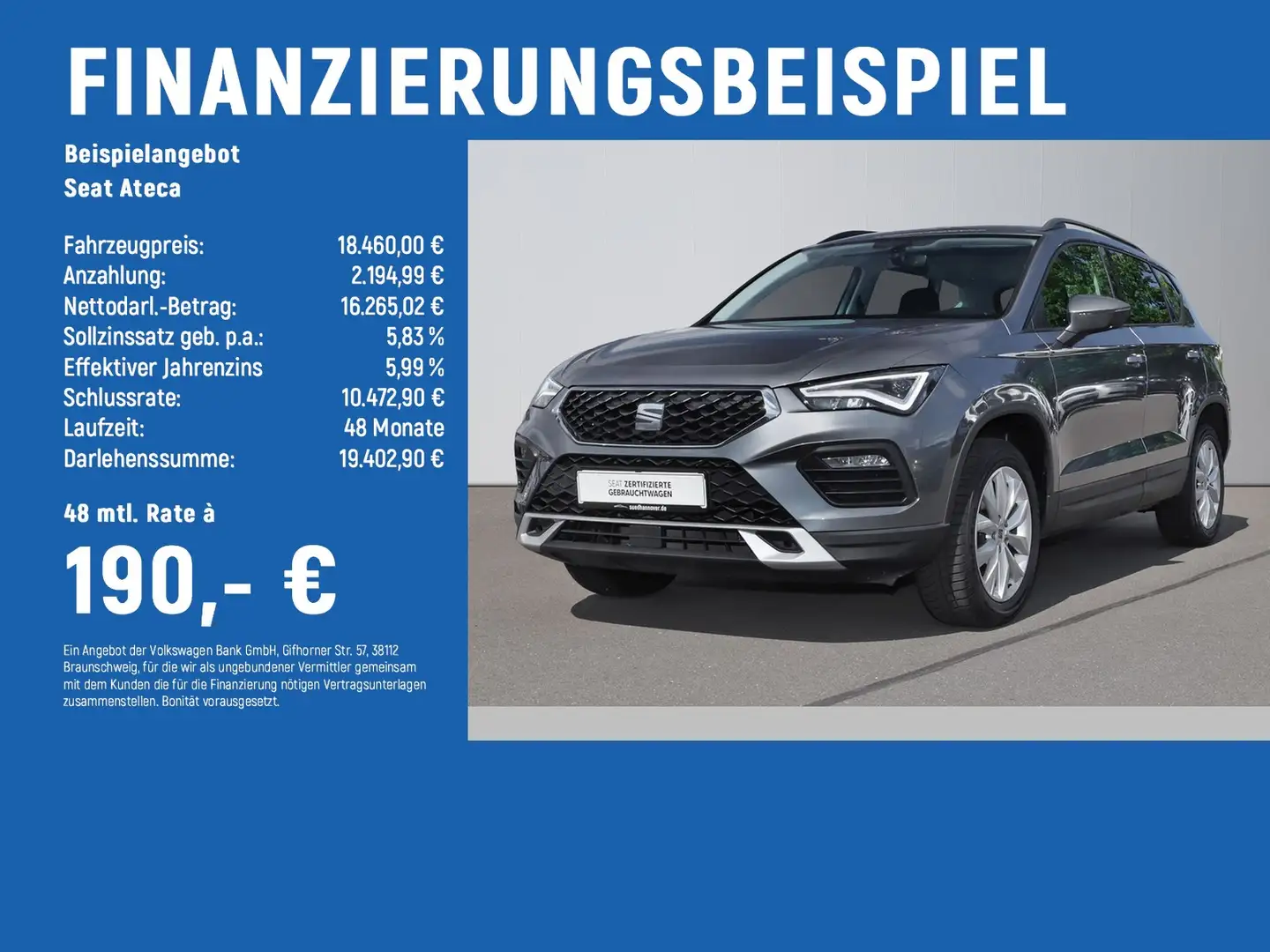 SEAT Ateca Style 1.0 TSI LED+SHZ+PDC+GRA Grau - 2