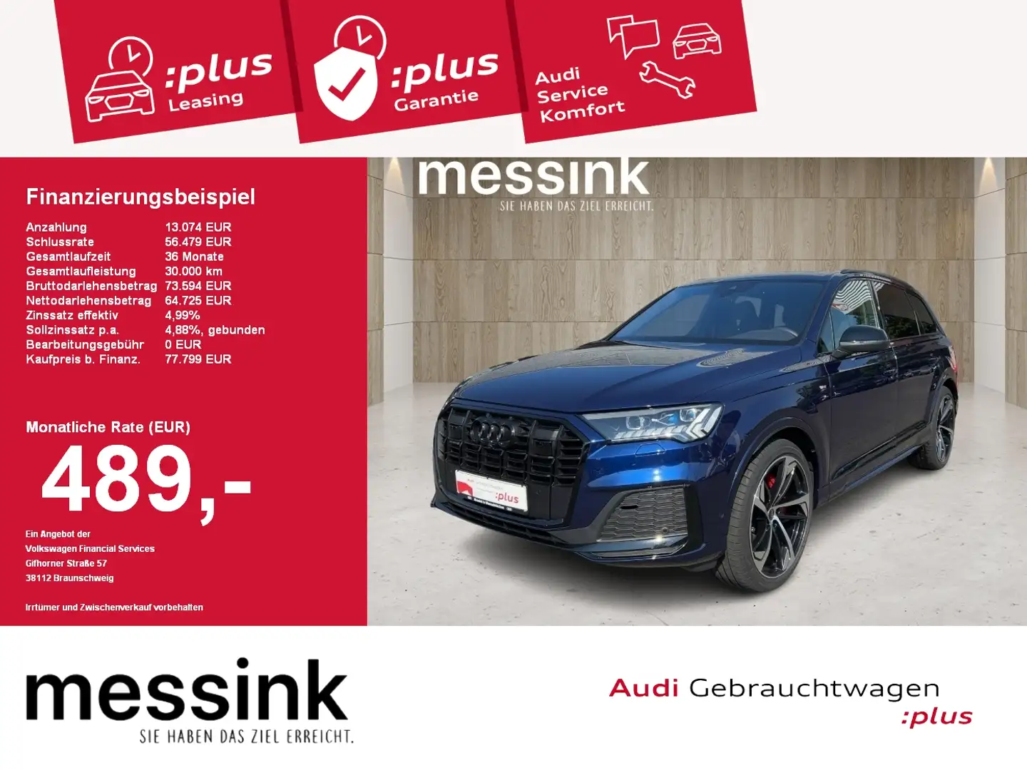Audi Q7 50 TDI quattro competition plus Bleu - 1