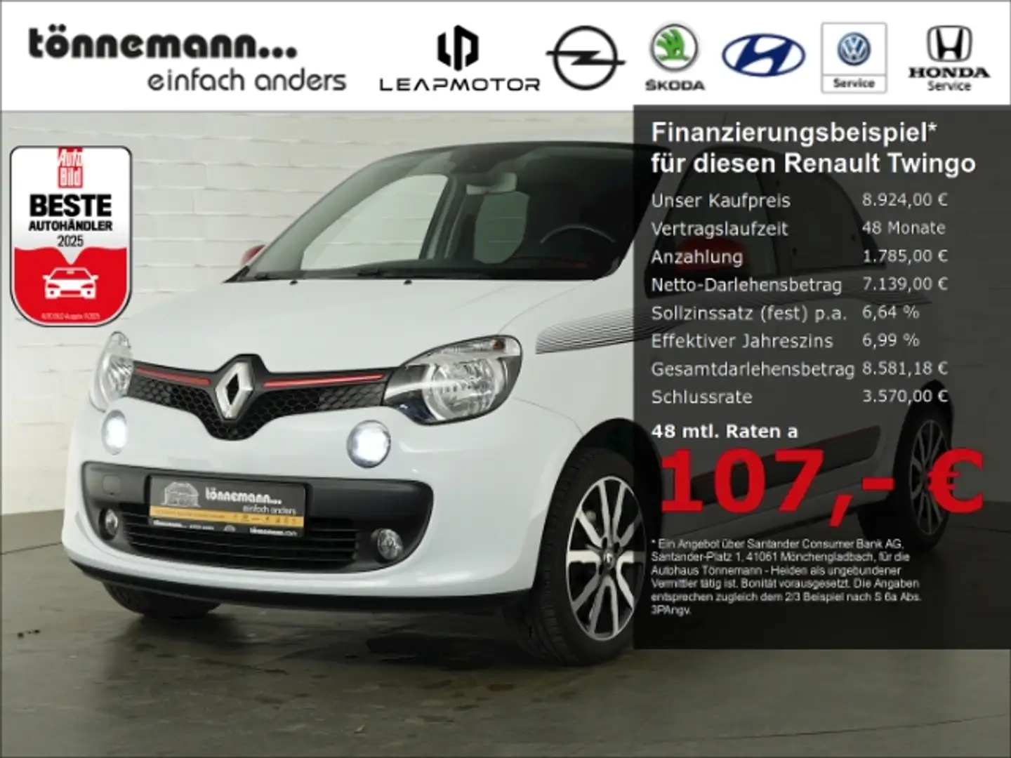 Renault Twingo CHIC SCe 70+PARKPILOT HI+LED TAGFAHRLICHT+KLIMAAUT Blanc - 1
