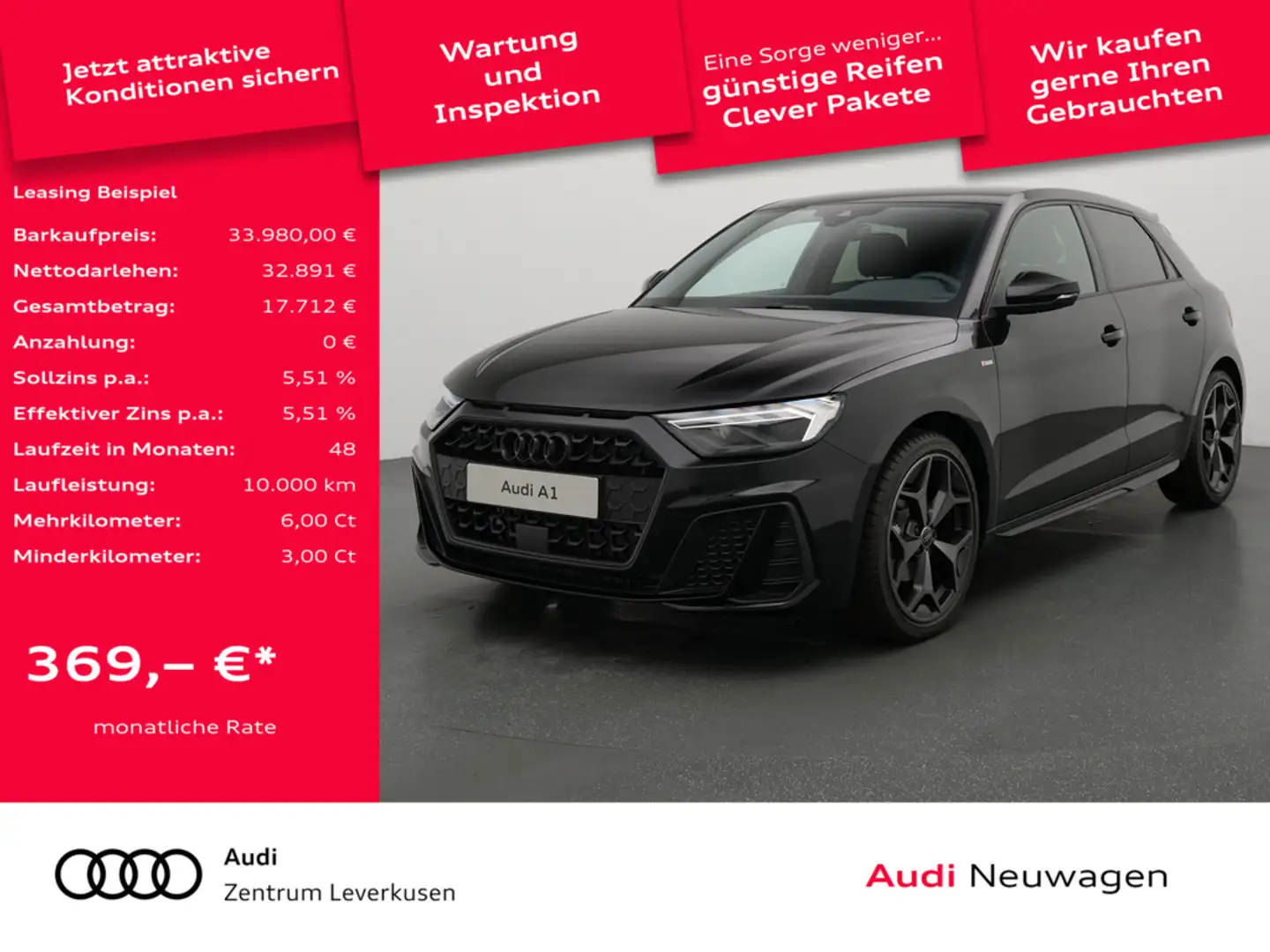 Audi A1 Sportback TFSI S line ACC KAM NAVI VIRT PD Schwarz - 1