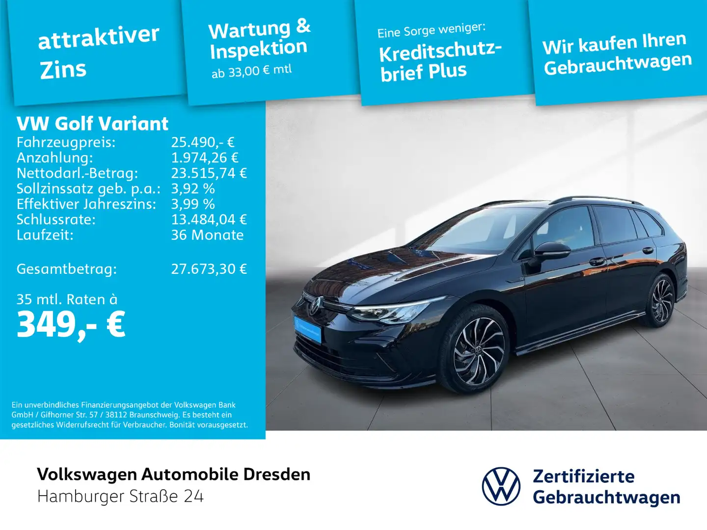 Volkswagen Golf Variant Golf VIII Variant R-Line 1.5 eTSI DSG APP SIDE Schwarz - 1