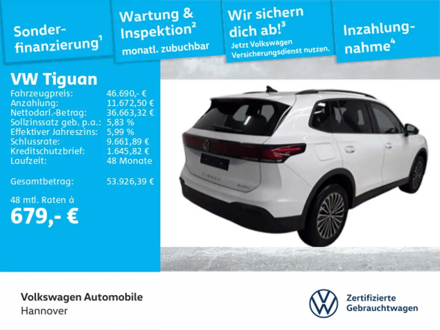 Volkswagen Tiguan 1.5 TSI DSG eHybrid Life Navi AHK Pano Ka Weiß - 1