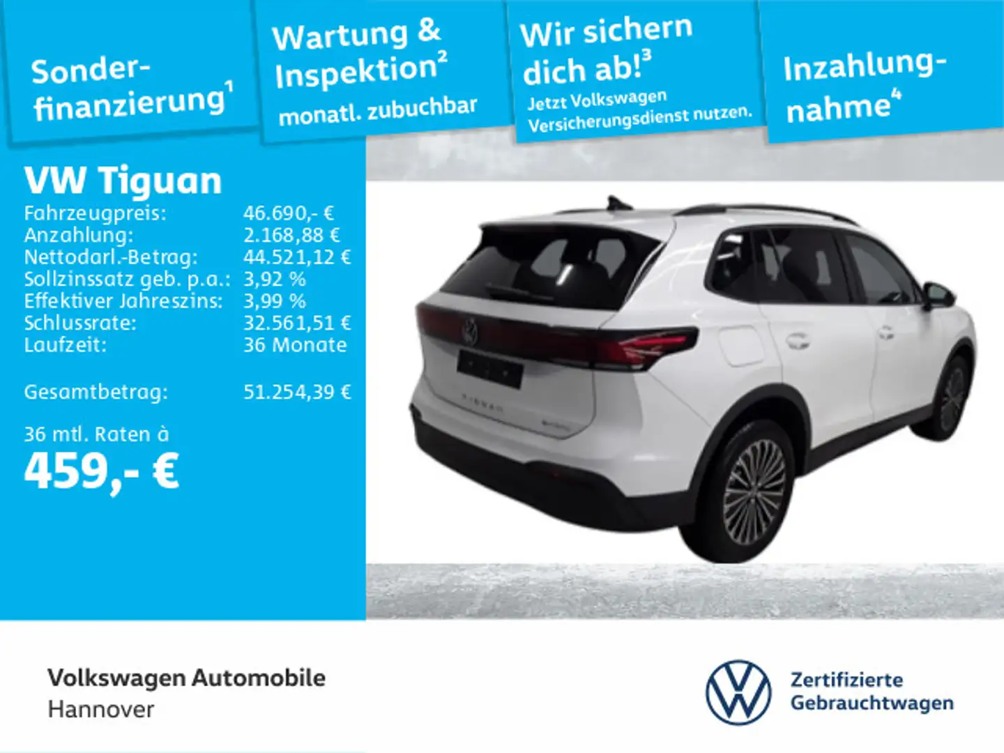 Volkswagen Tiguan 1.5 TSI DSG eHybrid Life Navi AHK Pano Ka Blanc - 1