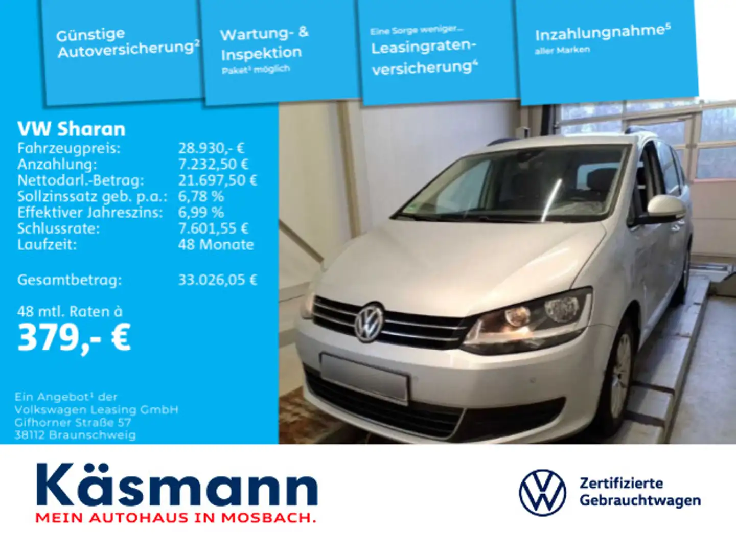 Volkswagen Sharan Comfortline 1.4TSI NAVI ACC SHZ BLINDSPOT Silber - 1