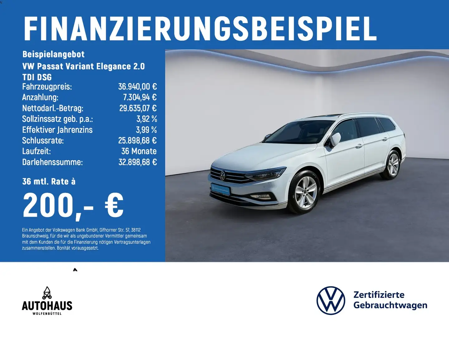 Volkswagen Passat Variant Elegance 2.0 TDI DSG PANO STANDH Weiß - 2