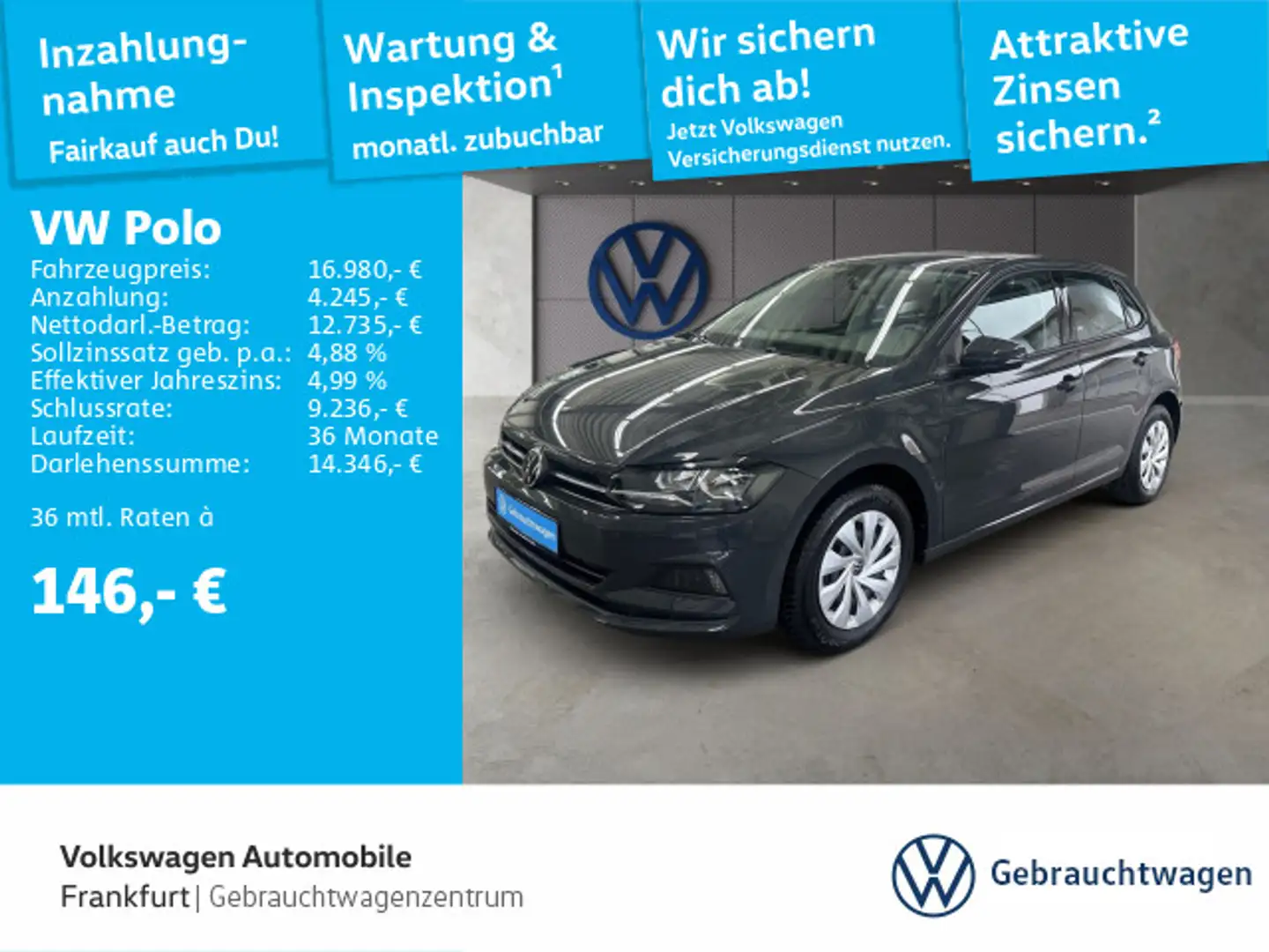 Volkswagen Polo 1.0 TSI DSG Comfortline FrontAssist DAB+ Gris - 1