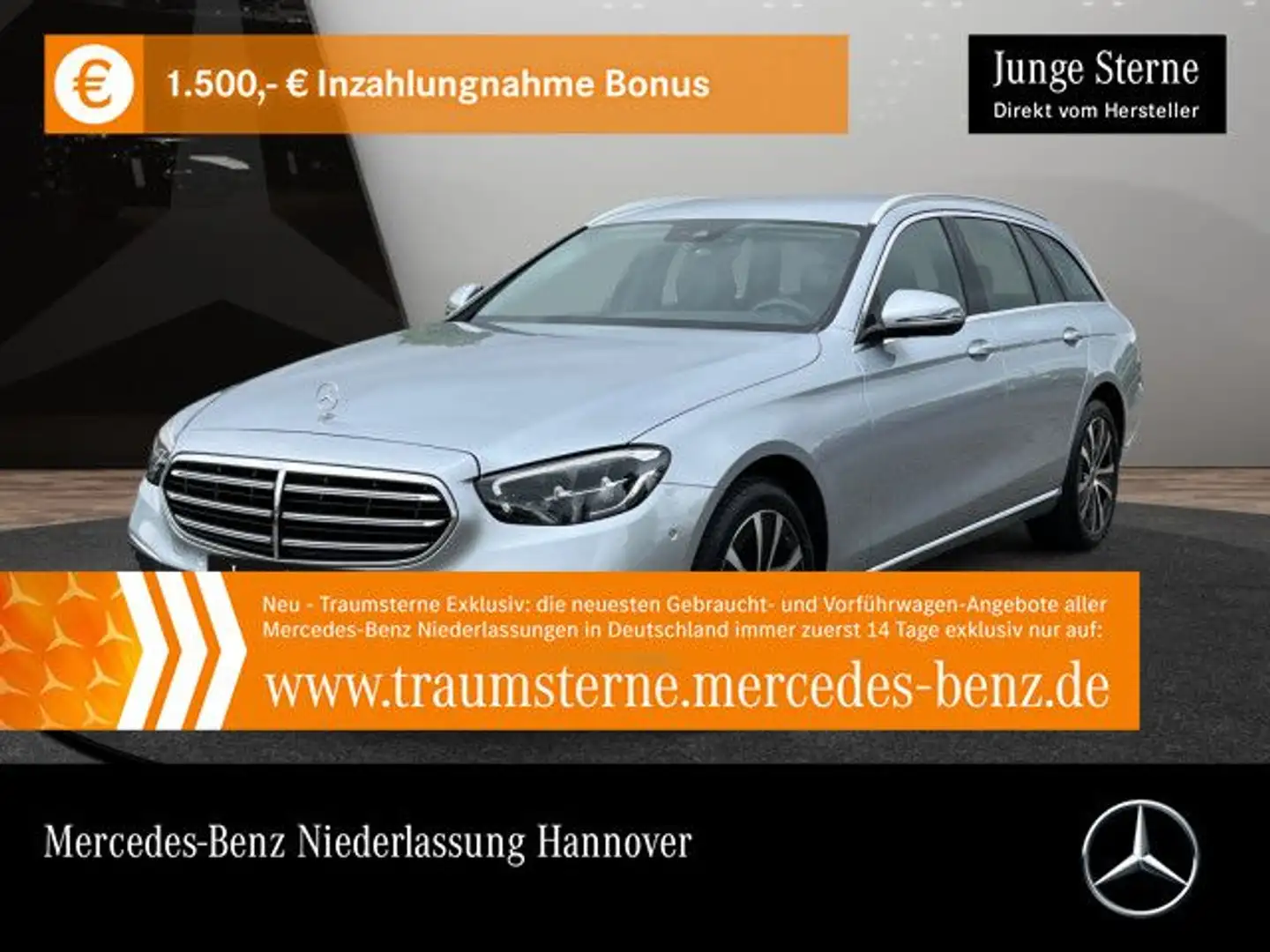 Mercedes-Benz E 200 T 4M EXCLUSIVE+AHK+LED+KAMERA+TOTW+9G Silber - 1