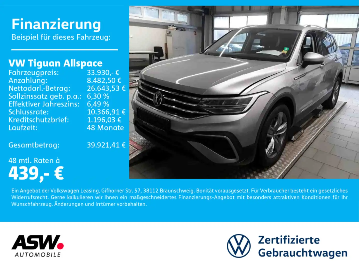 Volkswagen Tiguan Allspace Life 4M 2.0TDI DSG Stdhz HUD AHK Silber - 1
