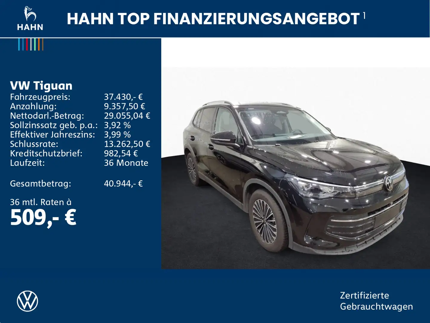 Volkswagen Tiguan 2.0TDI DSG Goal 360° ACC AHK LED+ SHZ Nav Schwarz - 2