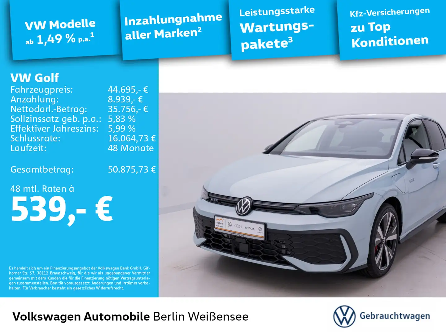 Volkswagen Golf GTE VIII 1.5 eHybrid GTE*DSG*NAVI*RFK*ACC*MATRI Blau - 1
