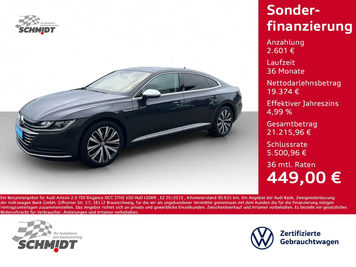 Volkswagen Arteon 2.0 TDI Elegance DCC STHZ eSD HuD LEDER Grau - 1