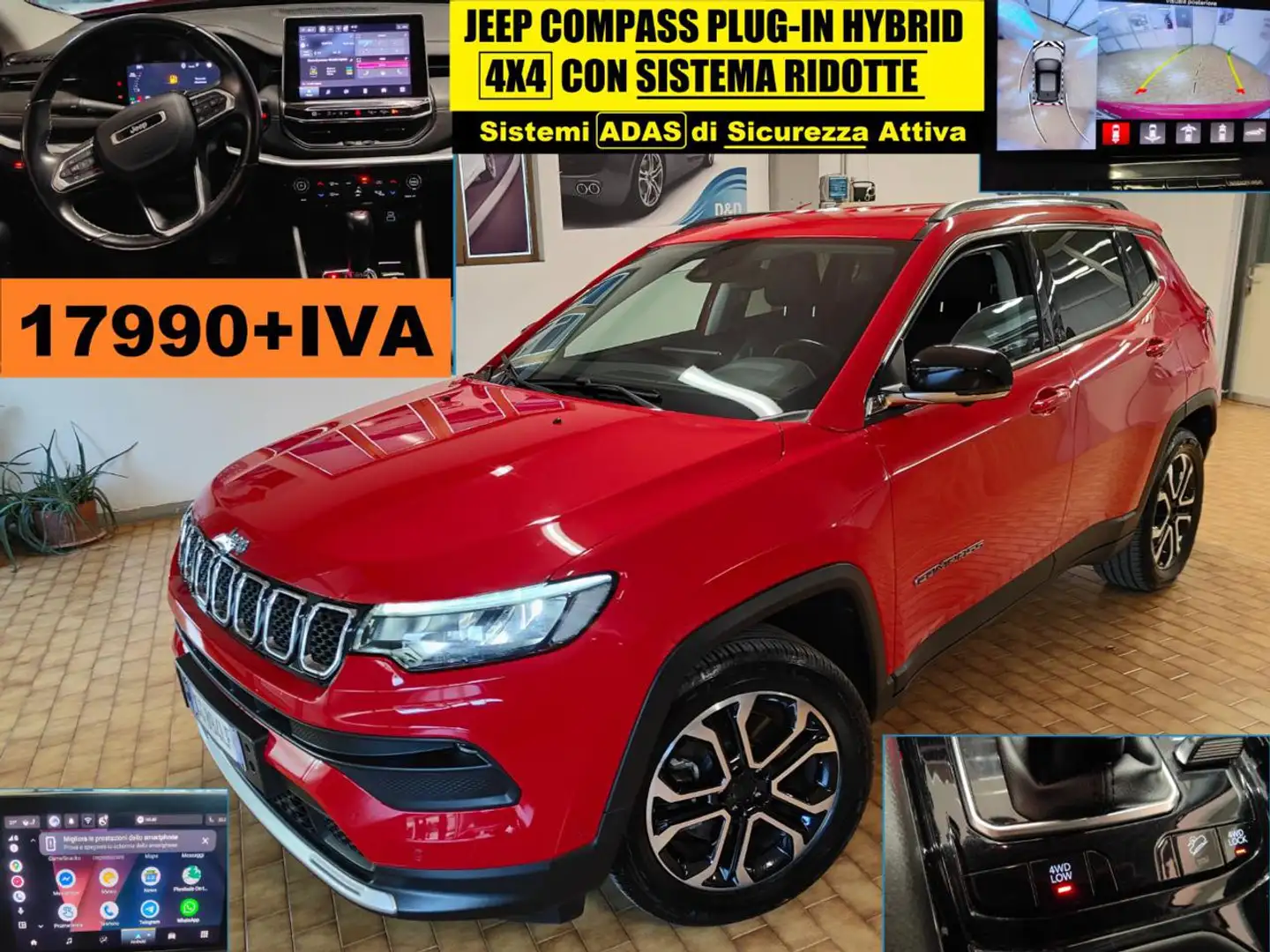 Jeep Compass 4x4 PLUG-IN HYBRID CON RIDOTTE E SISTEMI ADAS Rosso - 1