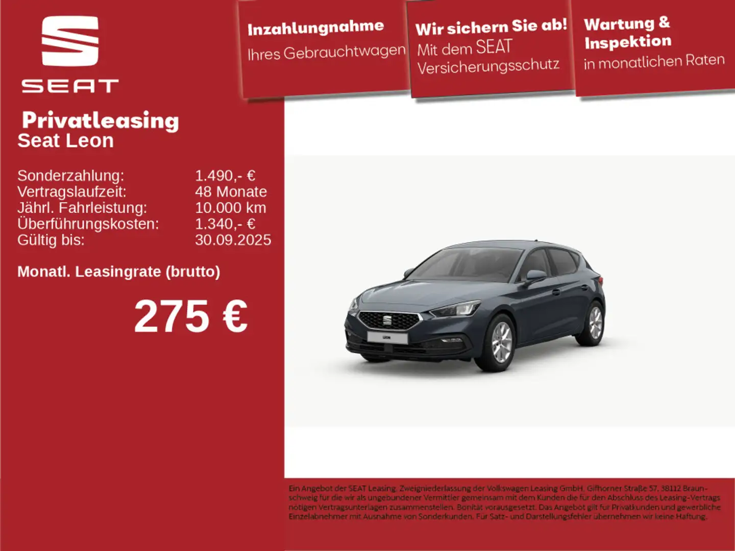 SEAT Leon Road Edition 1.5 eTSI 110 kW NAVI SHZ R-KAM Grau - 1
