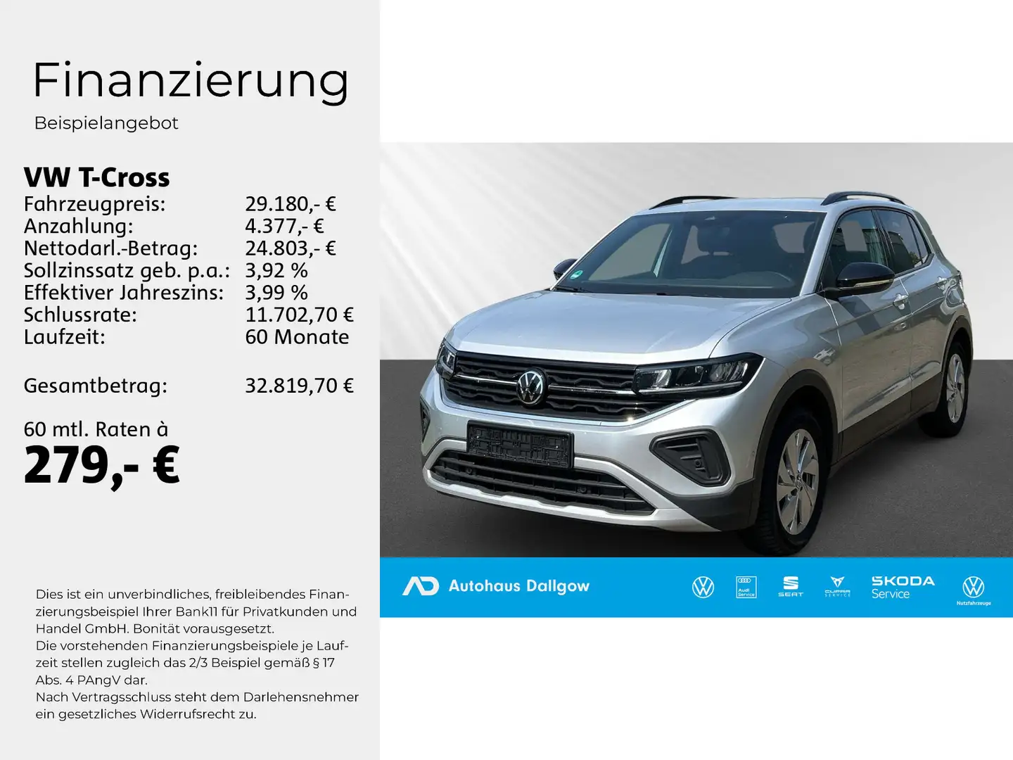 Volkswagen T-Cross Goal 1.5l TSi150PS*DSG+PDC+RFK+Nav+WiRä Argento - 2